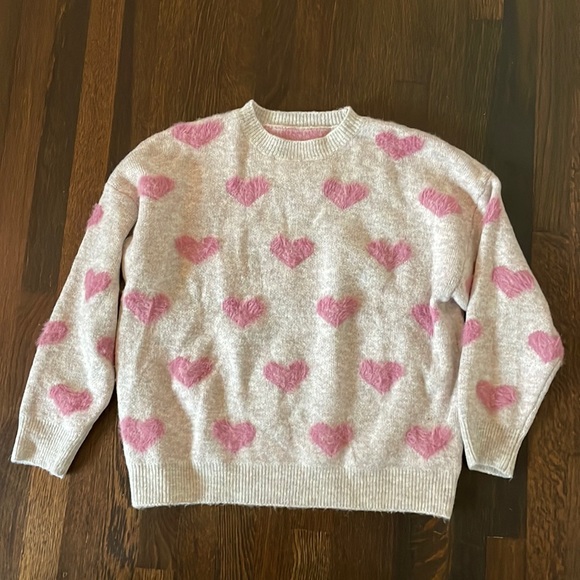 CHICWISH Contrast Color Fuzzy Hearts Knit Sweater - Picture 9 of 11